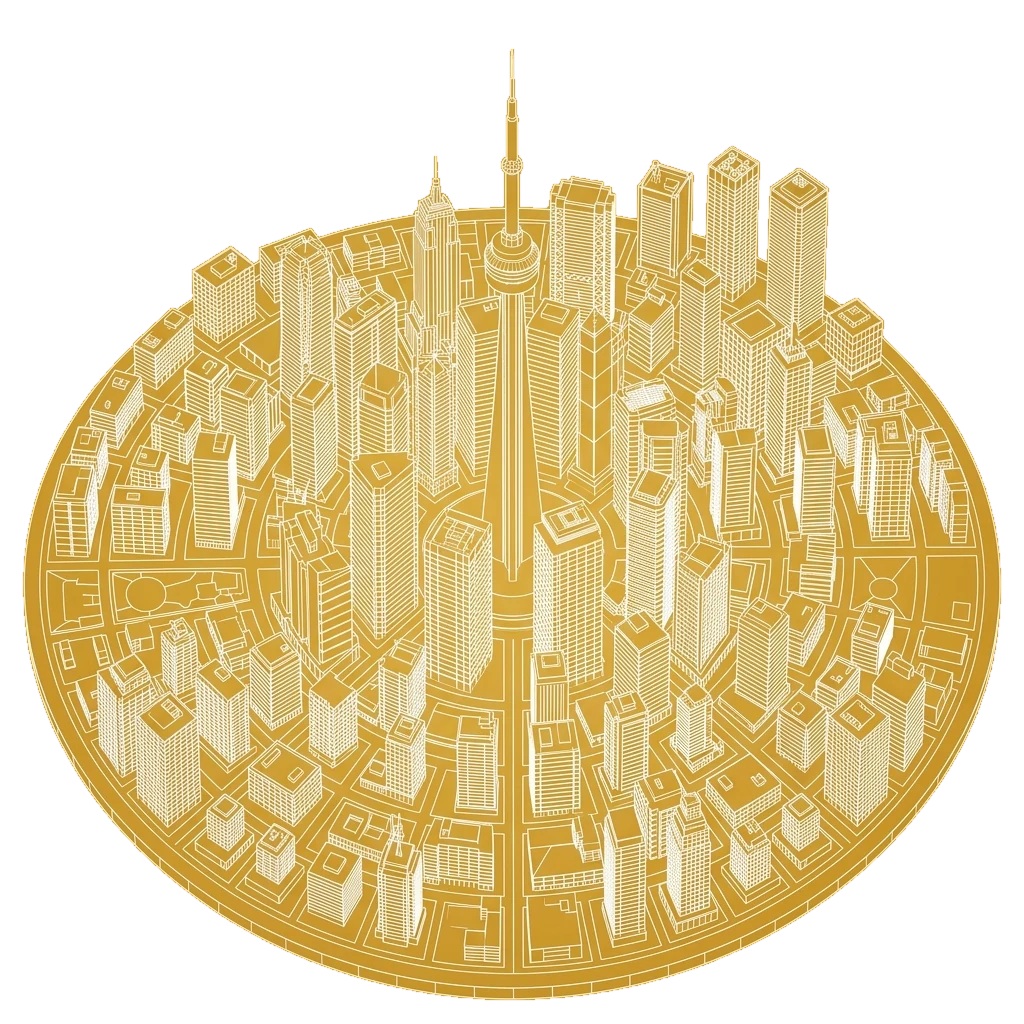 Keevin IT Services - Golden futuristic smart city infrastructure wireframe showcasing cyber network and software nodes connected globally