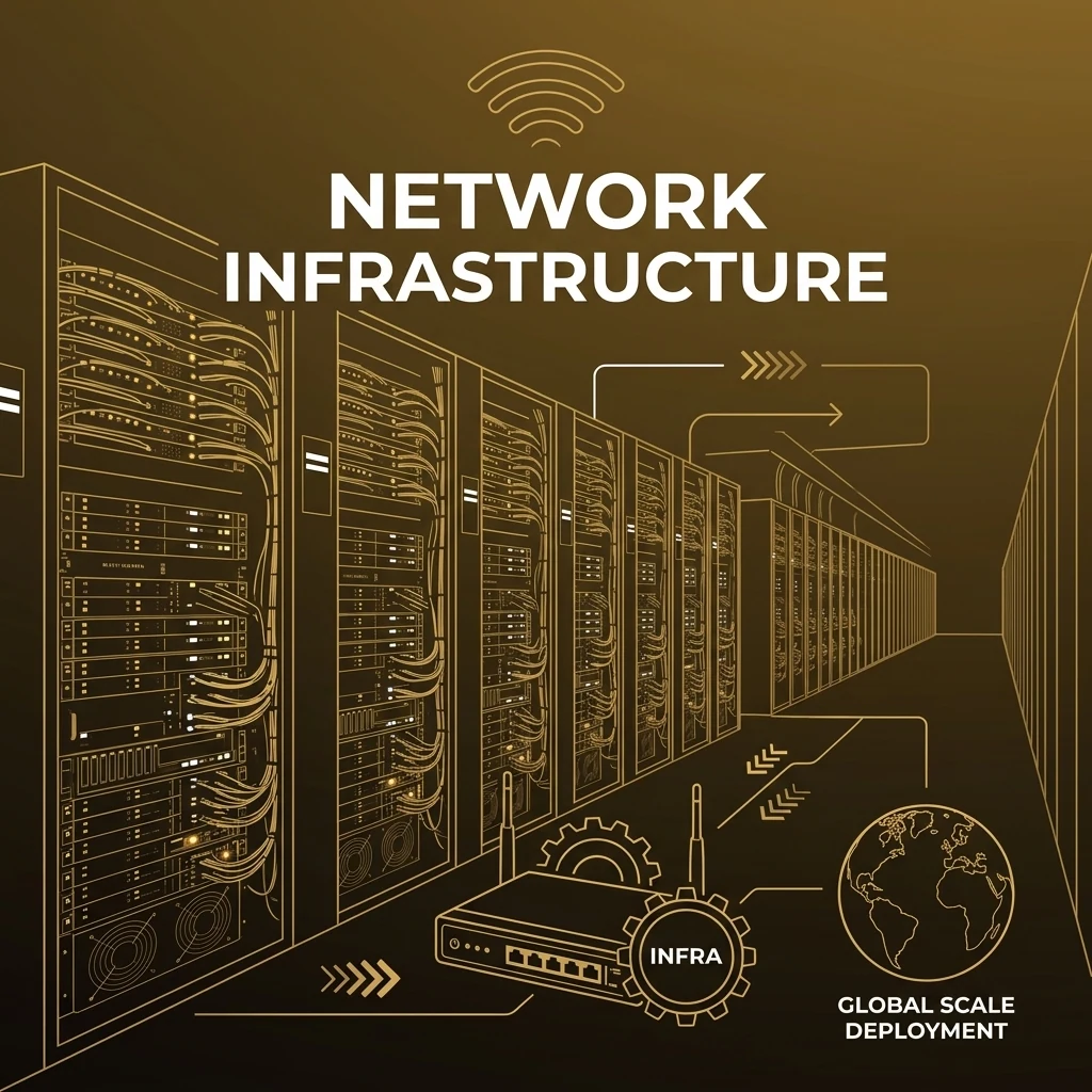 High-speed enterprise network infrastructure setup featuring fiber optics and data racks by Keevin IT Services